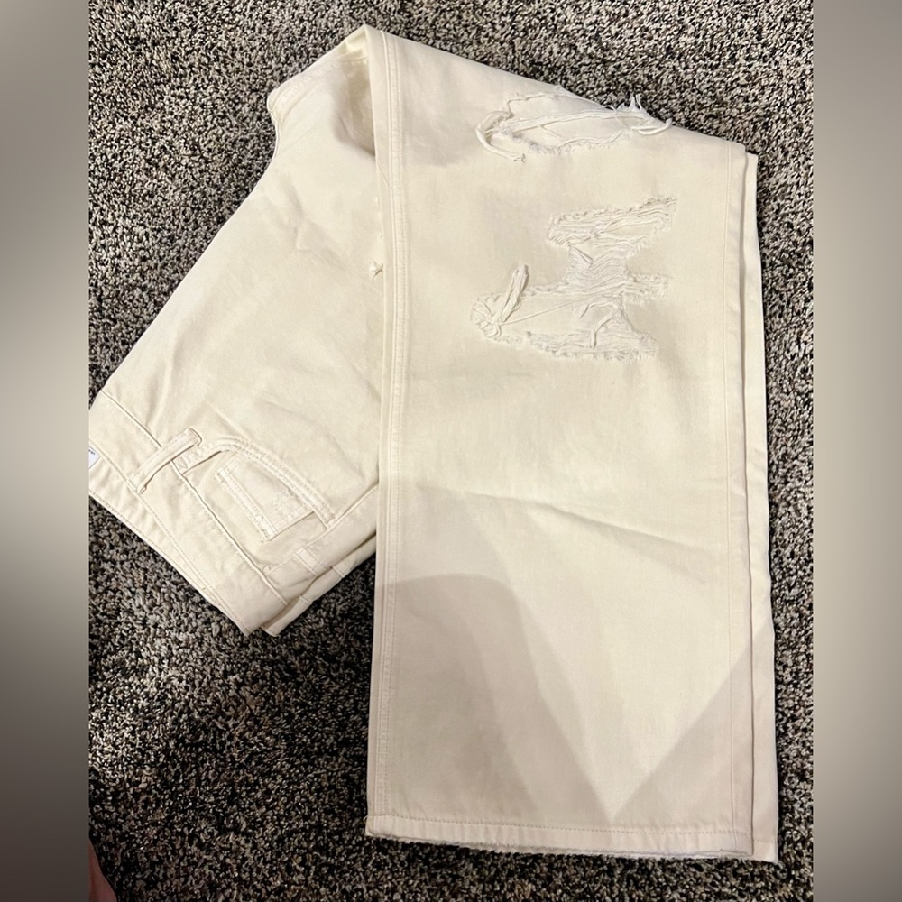 Women’sVervet Cream Distressed Flares